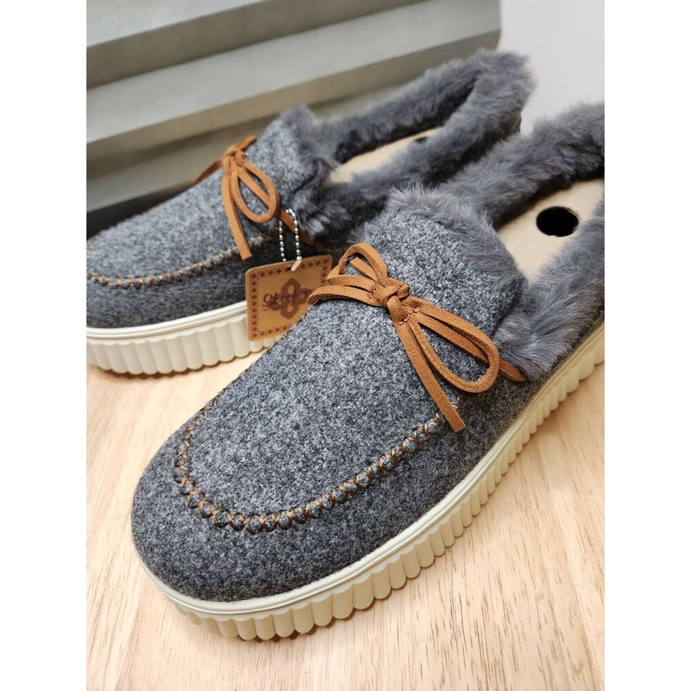 Skechers Cozy Ojai Faux Fur Lined Memory Foam Slippers Women's 11 Dk Gray